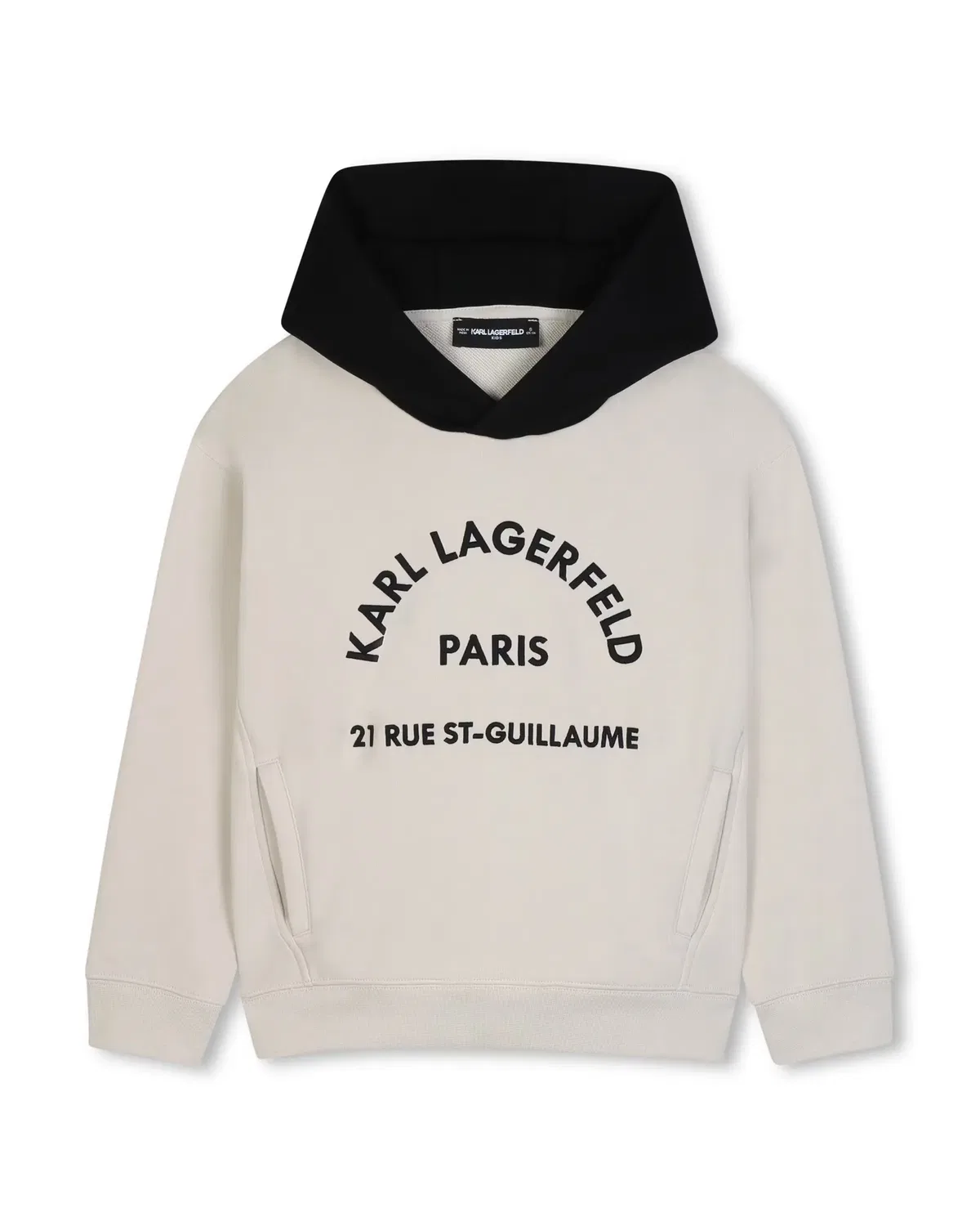 Детская худи для мальчиков с принтом Karl Lagerfeld Kids, Crema