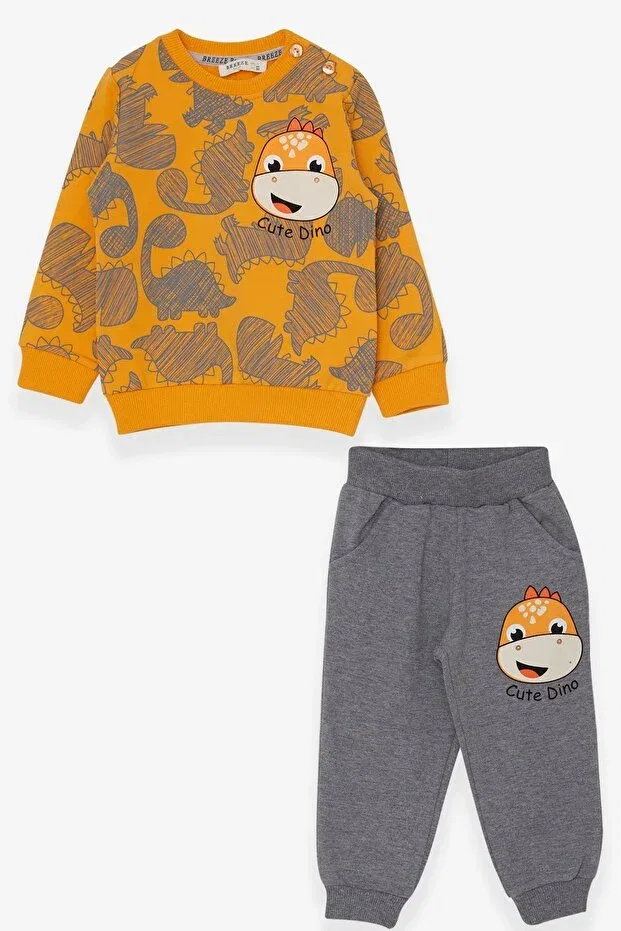 Детский спортивный комплект для мальчиков с принтом Dinosaur Printed Breeze, Yellow