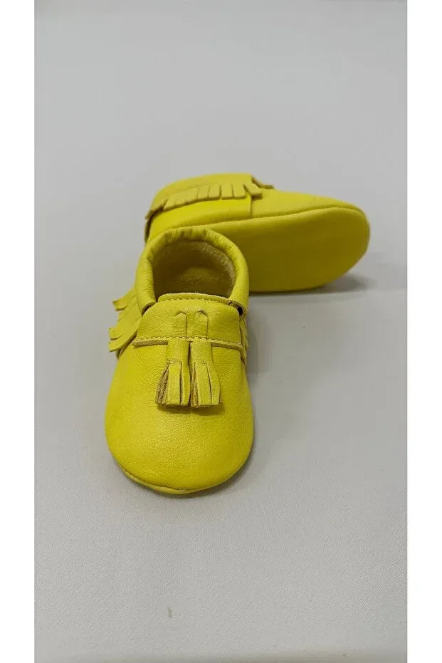 Детские лоферы для мальчиков кожаные Annerüyası, Yellow — фото 4