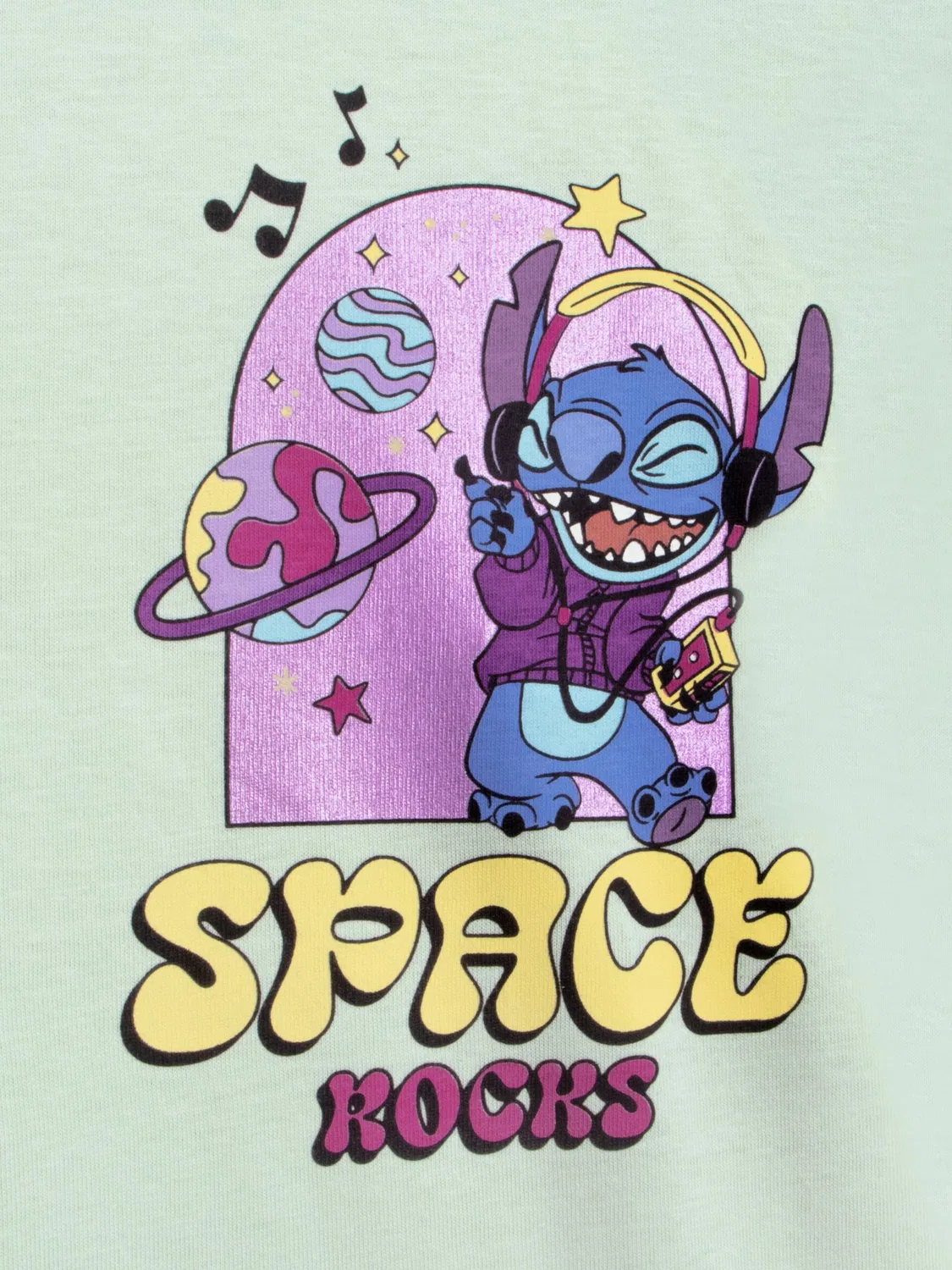 Футболка с принтом Stitch Space Rocks Character, зеленая — фото 3