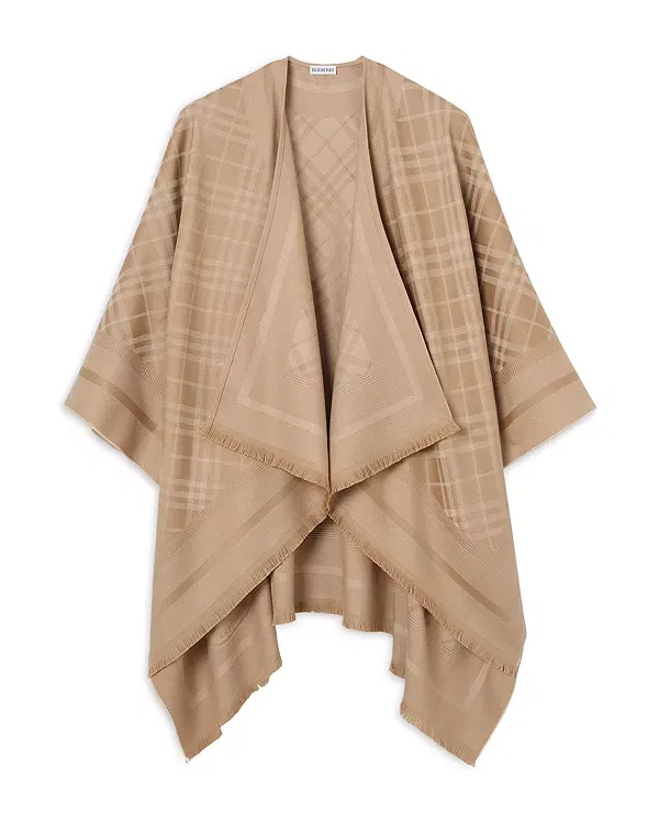Женская накидка из шерсти и кашемира с принтом Burberry, Finch Beige