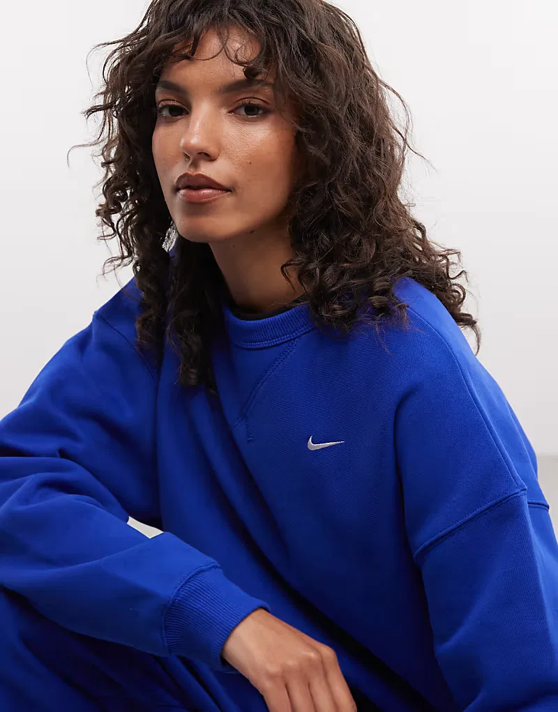 Толстовка Nike Studio Fleece из плотной флиса оверсайз, синий — фото 3