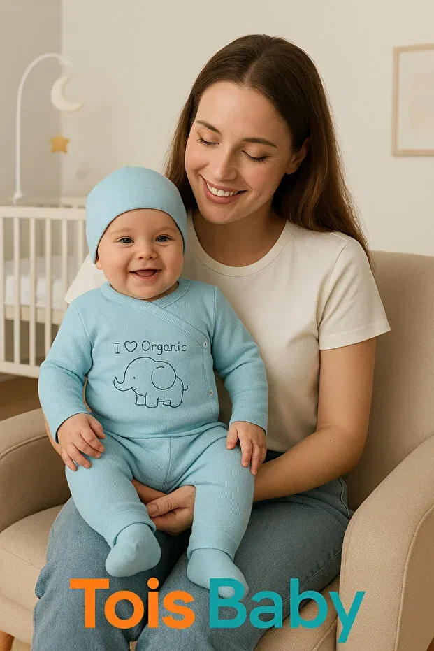 Детский комплект для новорожденных с рисунком Elephant Pattern Malzek, Blue