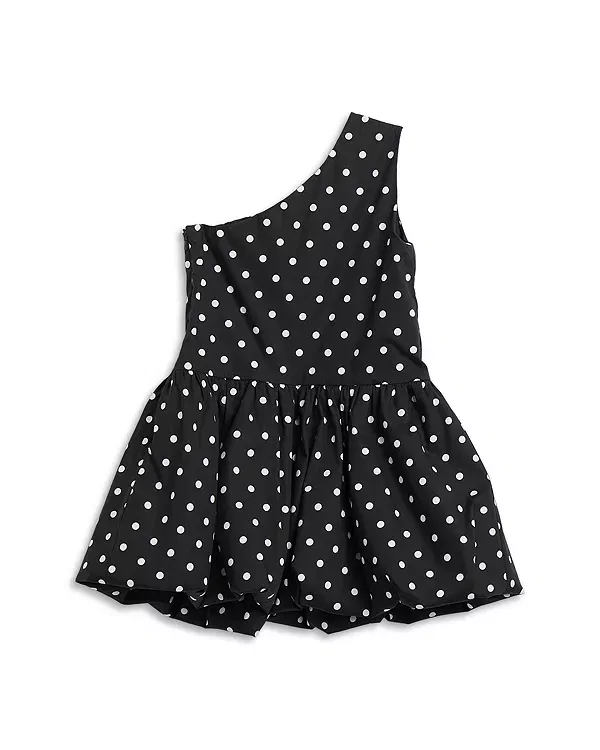Детское платье для девочек с принтом Alice Polka Dot Bardot Junior, Black/White — фото 3