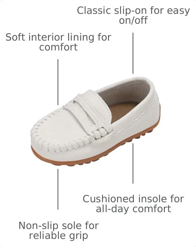 Детские мокасины без застежки с принтом Fudaolee, Beige White — фото 3