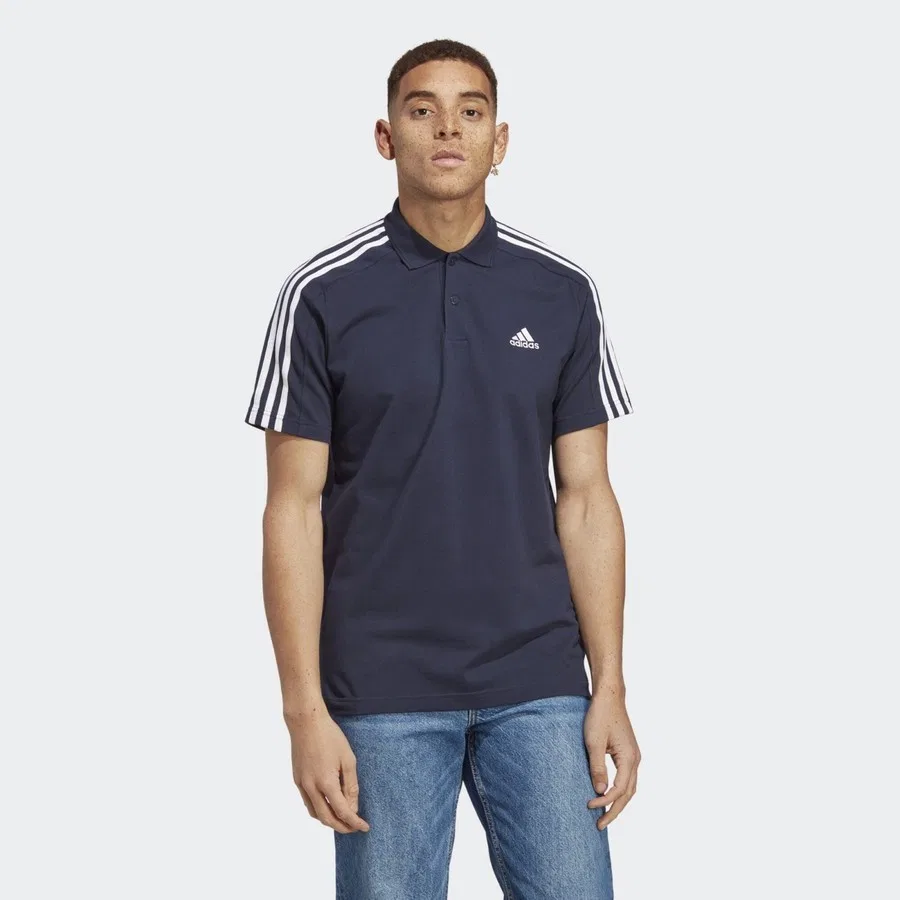 Поло с длинным рукавом adidas Sportswear IC9311 Essentials Piqué Embroidered Small Logo 3-Stripes, Сине-белый