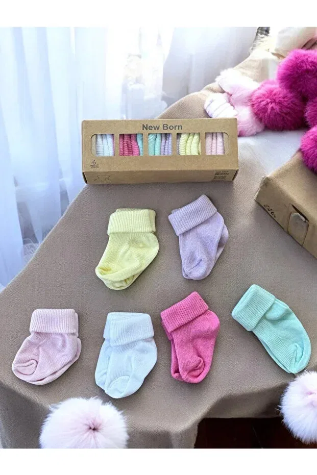 Детские носки для новорожденных хлопковые 6 пар Unisex Ens Group Avm, Multicolor — фото 4