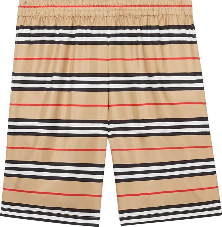 Футболка Supreme x Burberry Icon Stripe Silk Twill Shorts (Burberry Exclusive) 'Archive Beige', загар — фото 2