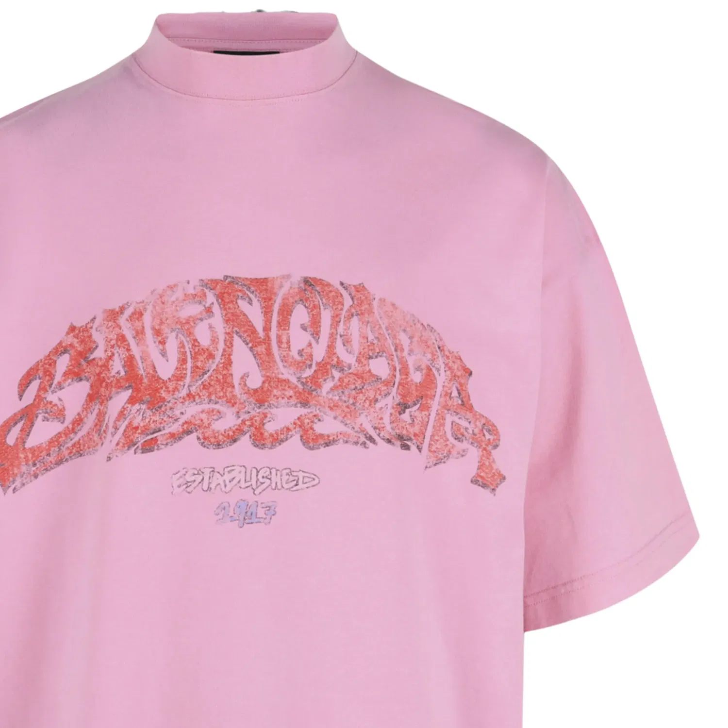 Футболка оверсайз Balenciaga Offshore с логотипом, розовый — фото 3