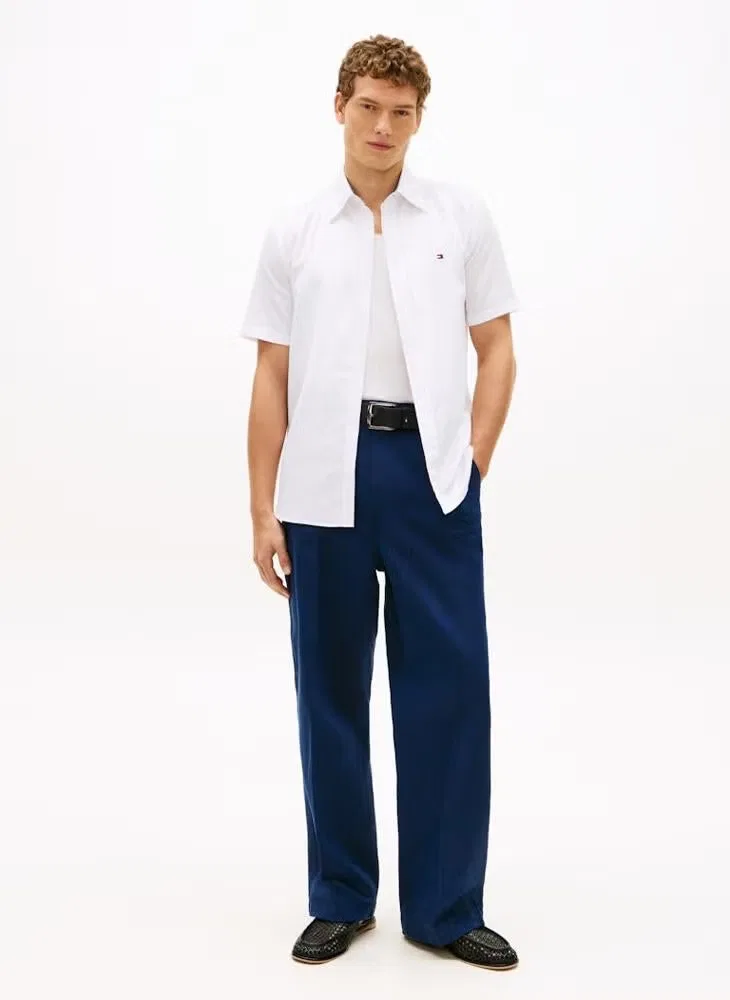 Рубашка с коротким рукавом из смесового льна Regular fit Tommy Hilfiger, белый — фото 4