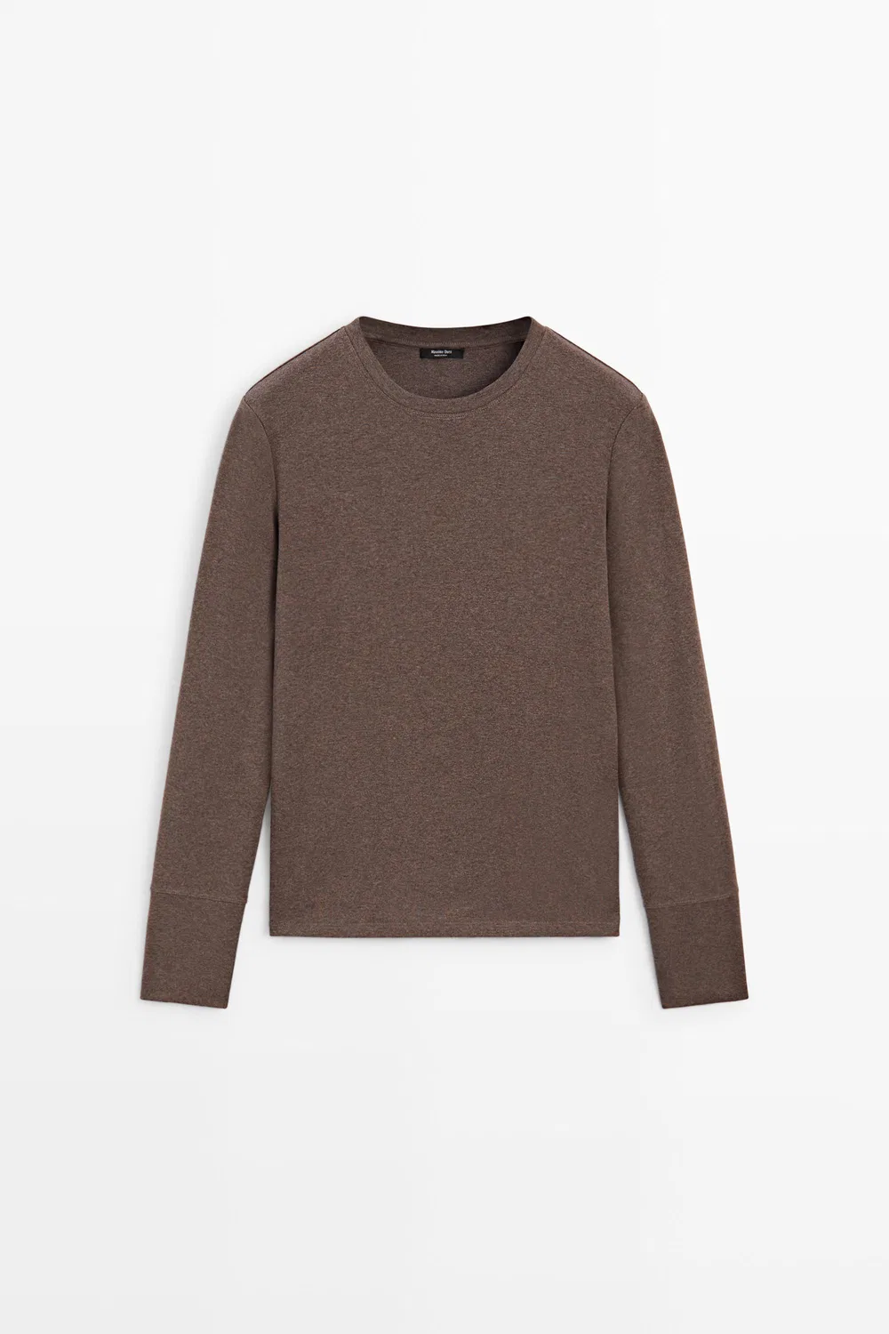 Лонгслив Massimo Dutti 100% Cotton, темно-коричневый — фото 2