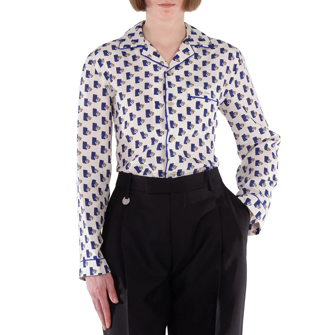 Блуза из шелка с принтом Postbox Silk Pyjama Shirt Burberry, Knight Ip Pattern — фото 3