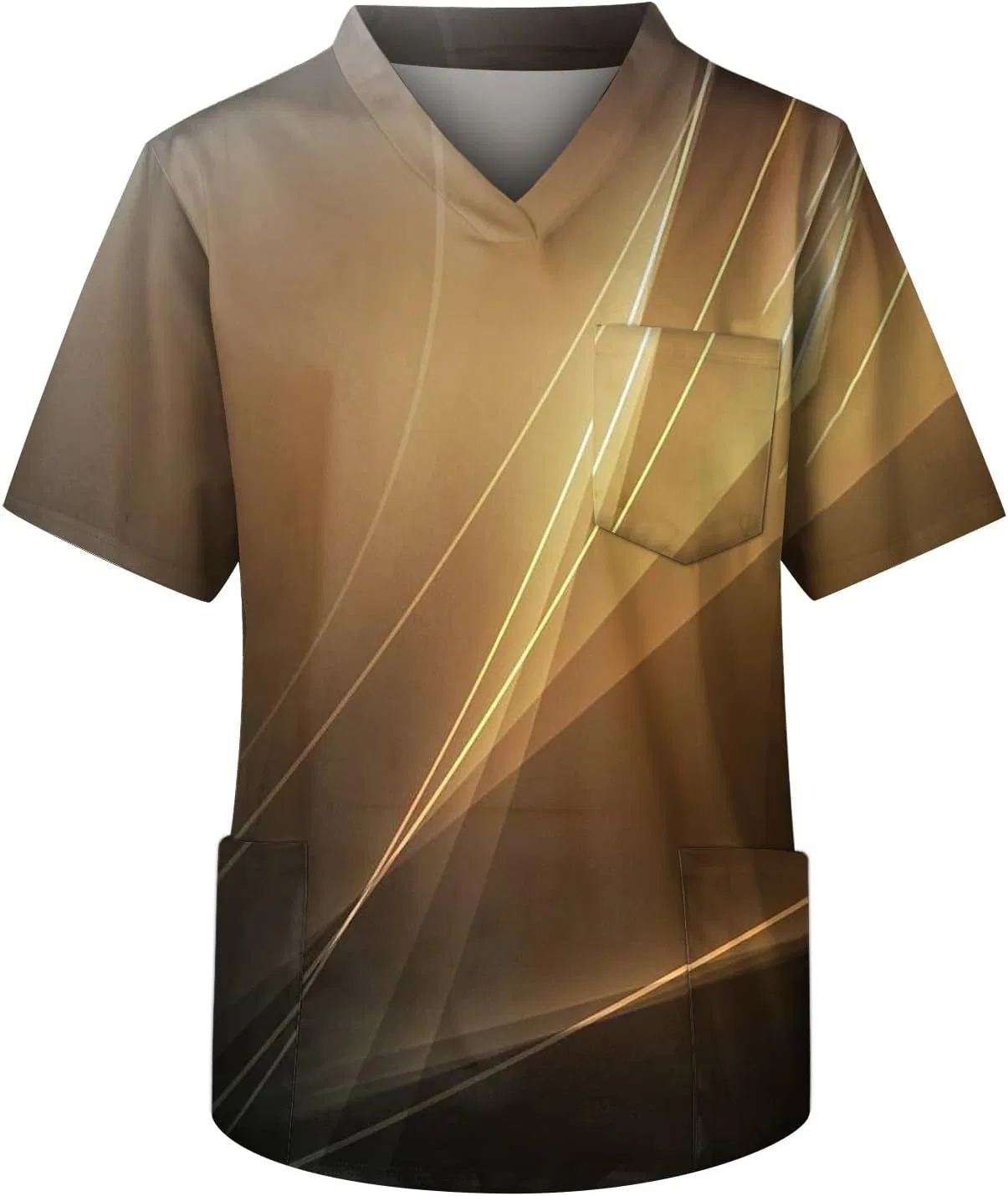 Мужская классическая футболка с V-образным вырезом, Soft and Comfortable Tee with Pocket, Gold