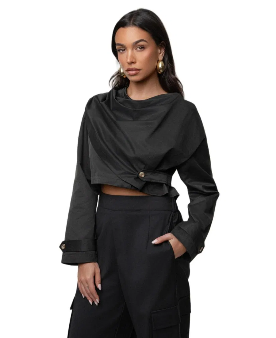 Комплект из накидки и карго-брюк Next Level Cape Jacket and Autumn Flow Cargo Pants JLUXLABEL, Black