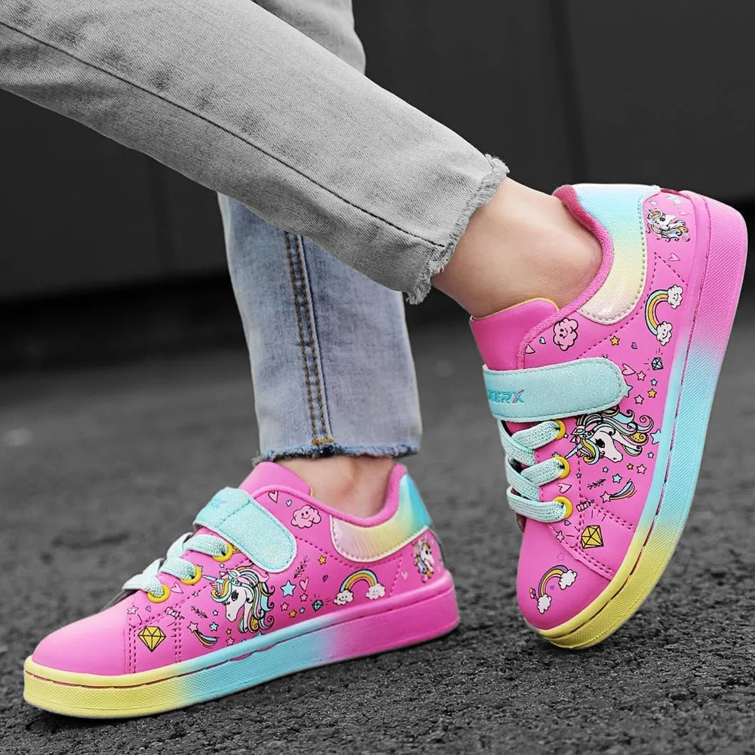 Детские кроссовки для девочек с принтом Unicorn GEERX, Fuchsia Blue — фото 3