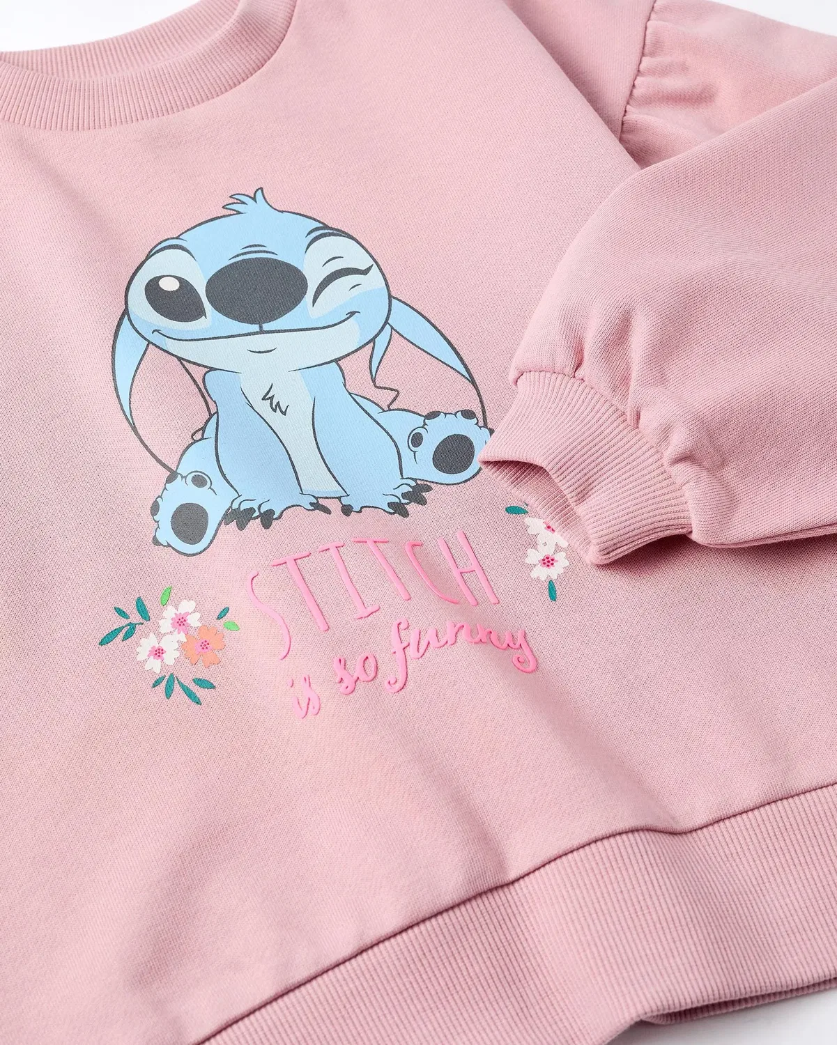 Детская толстовка без капюшона с принтом Stitch Zippy, Розовый — фото 2