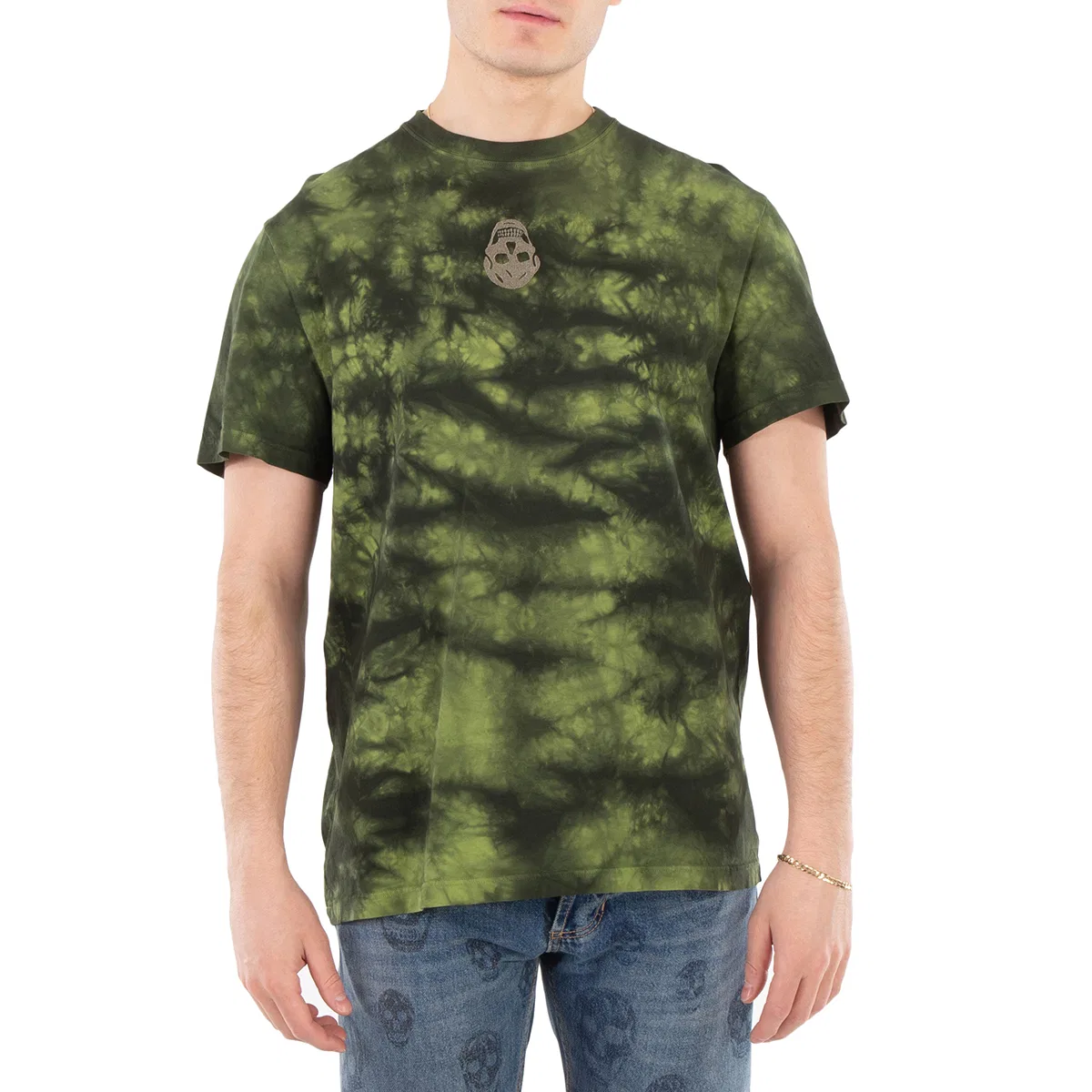 Футболка с принтом Washed Dye Alexander McQueen, Green