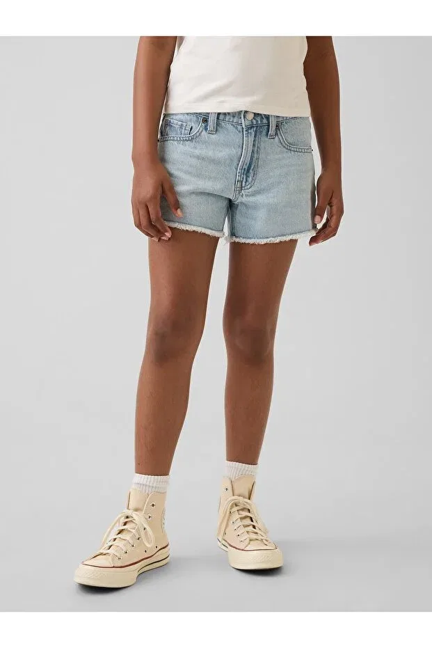 Детские шорты для девочек джинсовые с заниженной талией Gap, Light Blue000 — фото 4