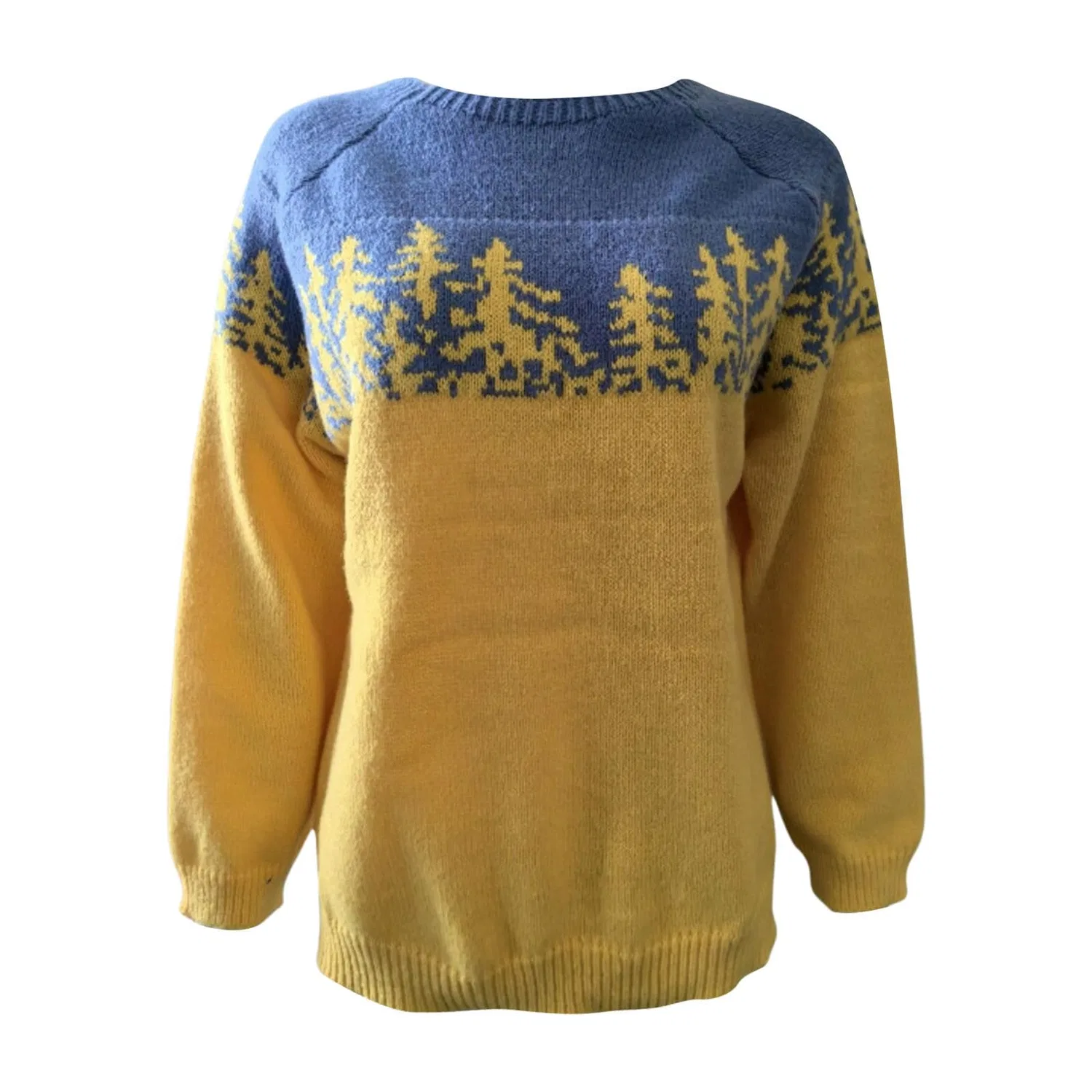 Женский свитер с принтом Crew Neck Chunky Knit, Yellow — фото 2