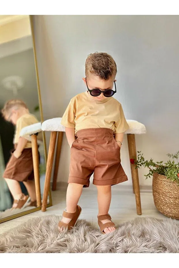 Детская хлопковое футболка Favorimkids, Mustard — фото 2