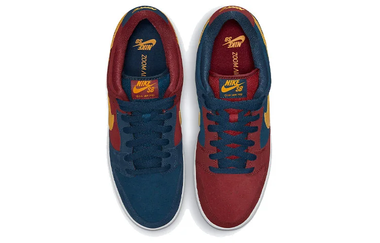 Кроссовки Nike SB Dunk Low, темно-красный/темно-синий/желтый — фото 4
