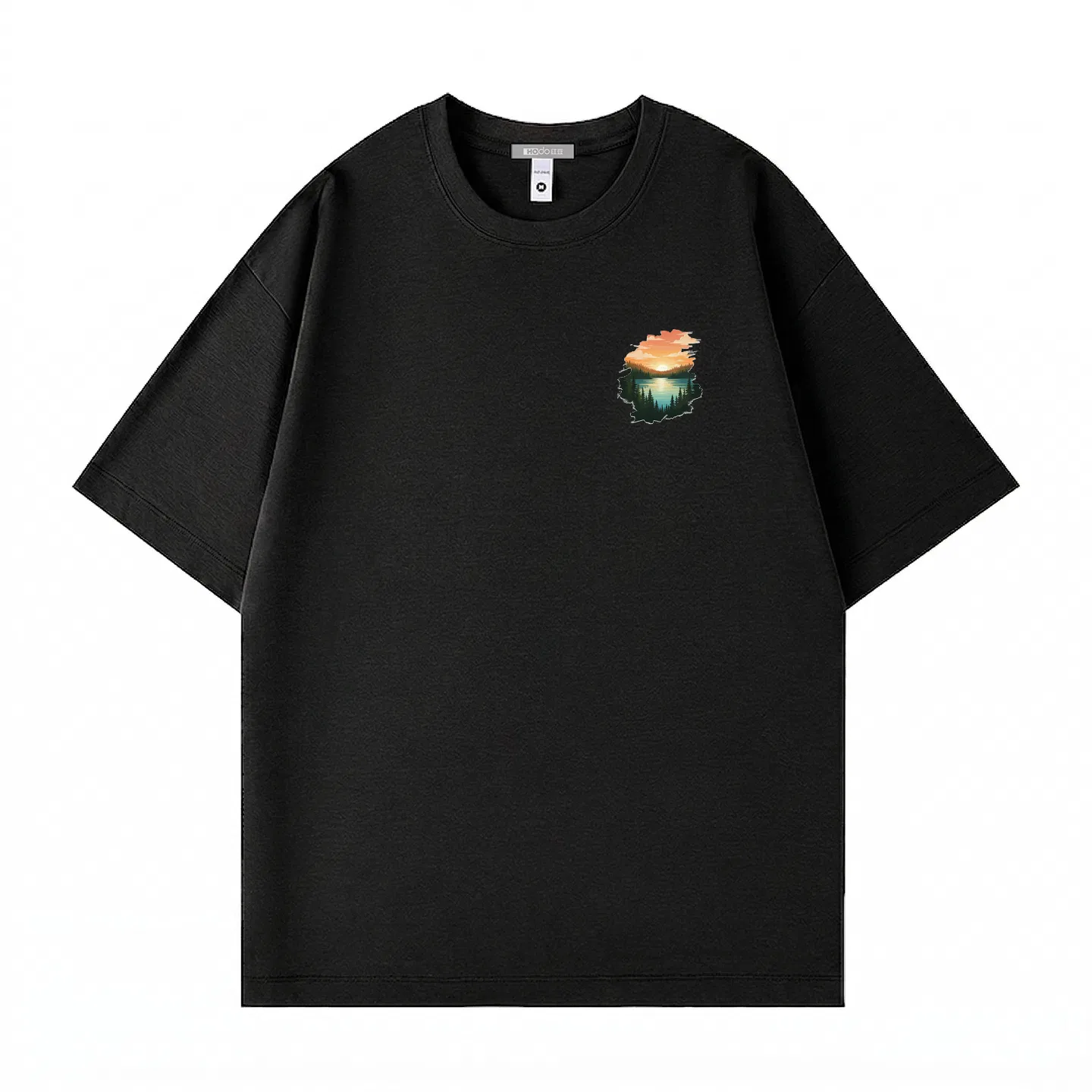 Детская футболка с принтом Red Bean Trendy Cartoon Color Block Short-Sleeve Top, Red Bean, Black
