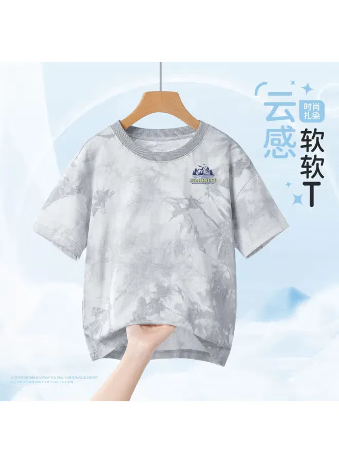 Футболка с принтом тай-дай для мальчиков, хлопковая, Jeanswest, серая — фото 2