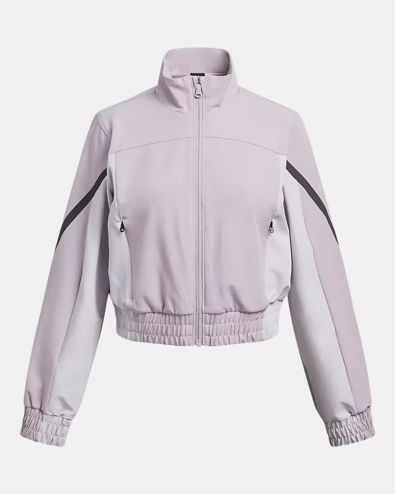 Куртка укороченная для девочек водоотталкивающая тянущаяся Unstoppable UnderArmour, Gray Dawn/Gray Matter/Black — фото 2