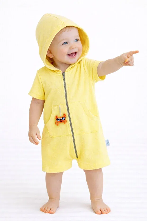 Детский комбинезон-худи хлопковый Chicsy Baby, Yellow — фото 2