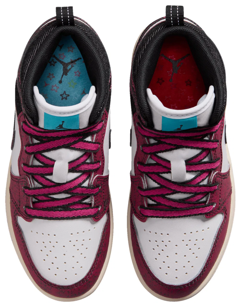 Детские кроссовки для девочек Jordan 1 Mid SE Fem, Black/Pink/White — фото 4