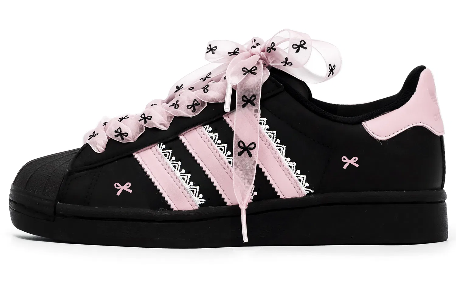 Детские кроссовки-скейтборд с низким верхом Adidas Originals Superstar 2, Цвет Black Pink — фото 3