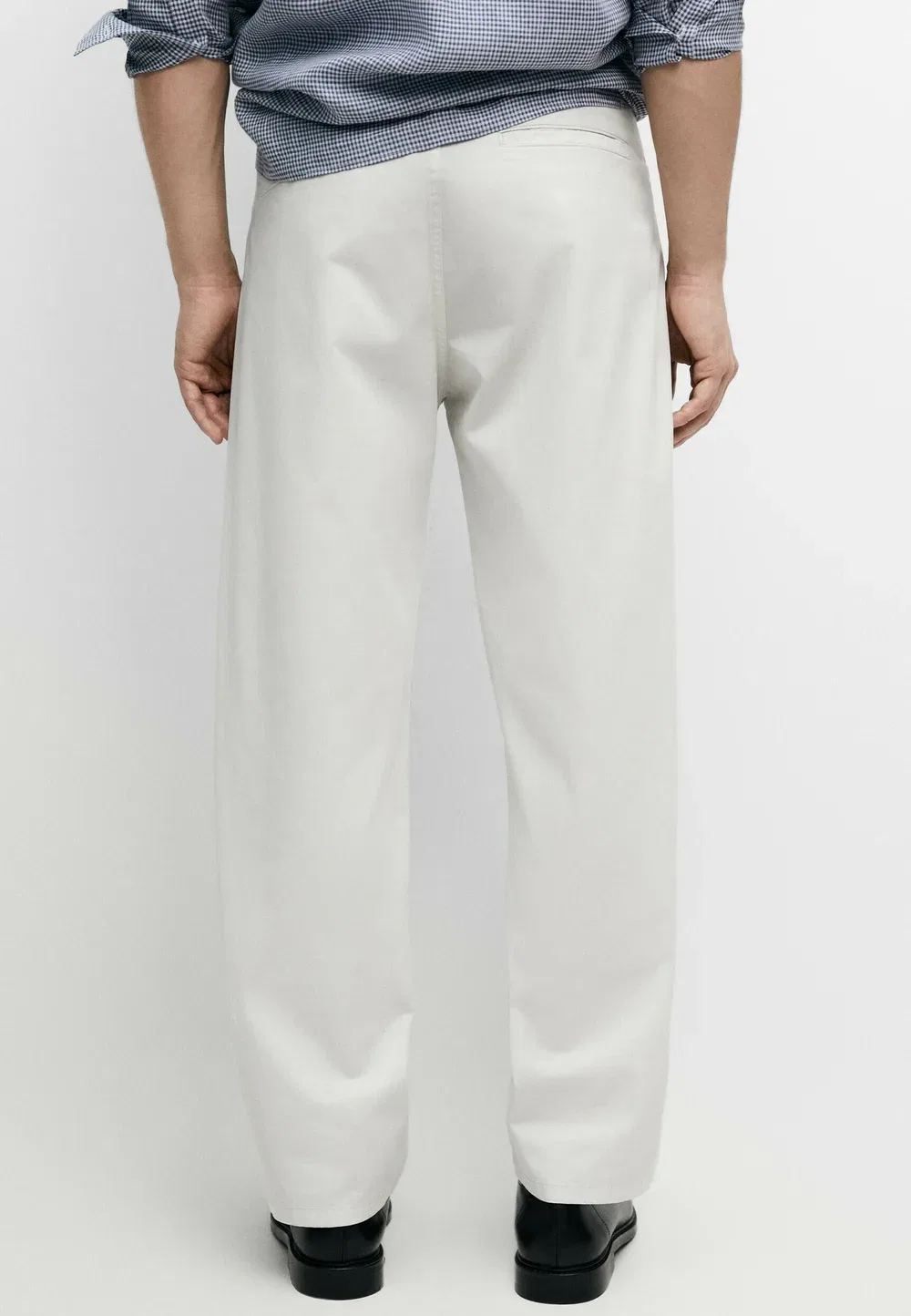 Брюки-Бочонок из поплина с эффектом денима - джинсы свободного кроя Massimo Dutti, Sand — фото 3