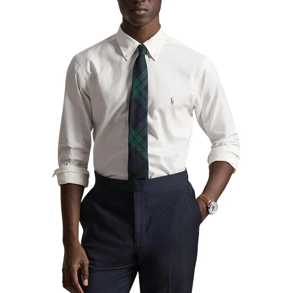 Мужская рубашка с воротником, прямого кроя, Polo Ralph Lauren, White