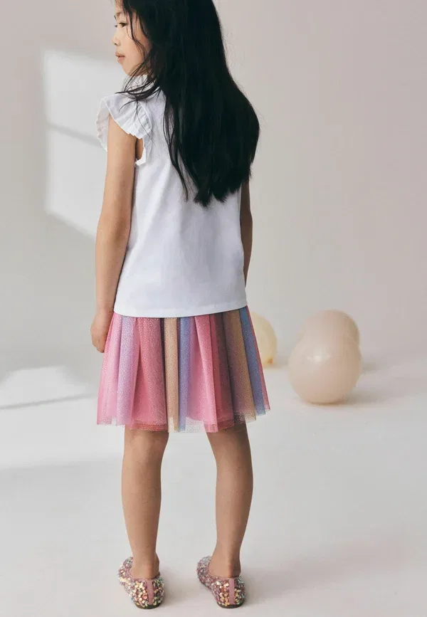 Юбка с эластичным поясом Regular fit - mesh pull on skirt - pleated skirt Next, Multi Rainbow Sparkle, мультиколор — фото 2