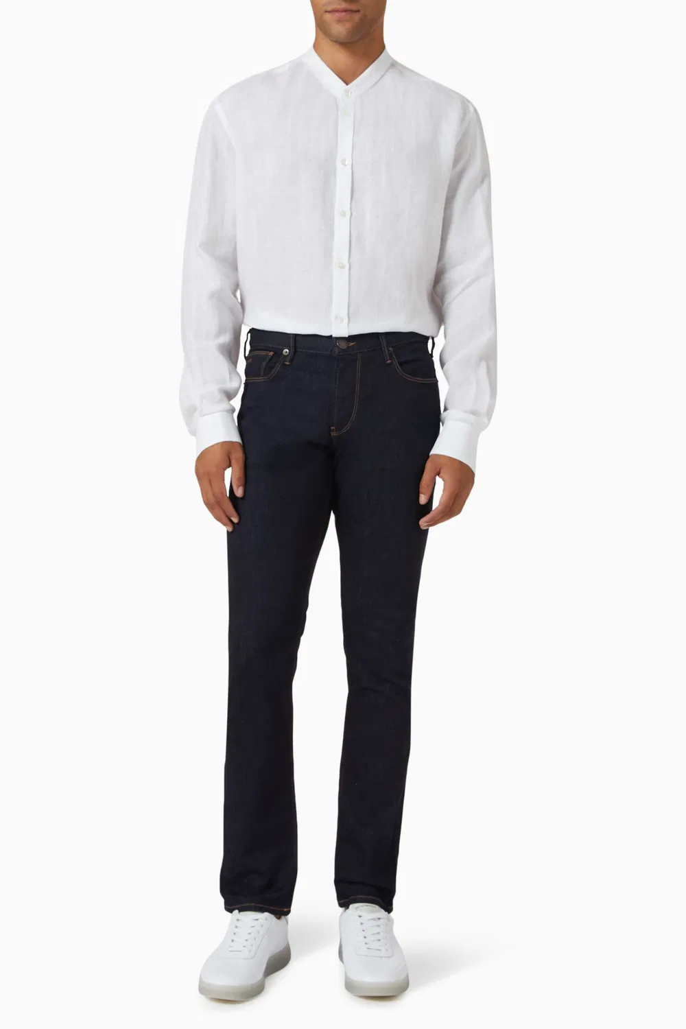 Рубашка льняная Guru Collar Emporio Armani, белый — фото 2