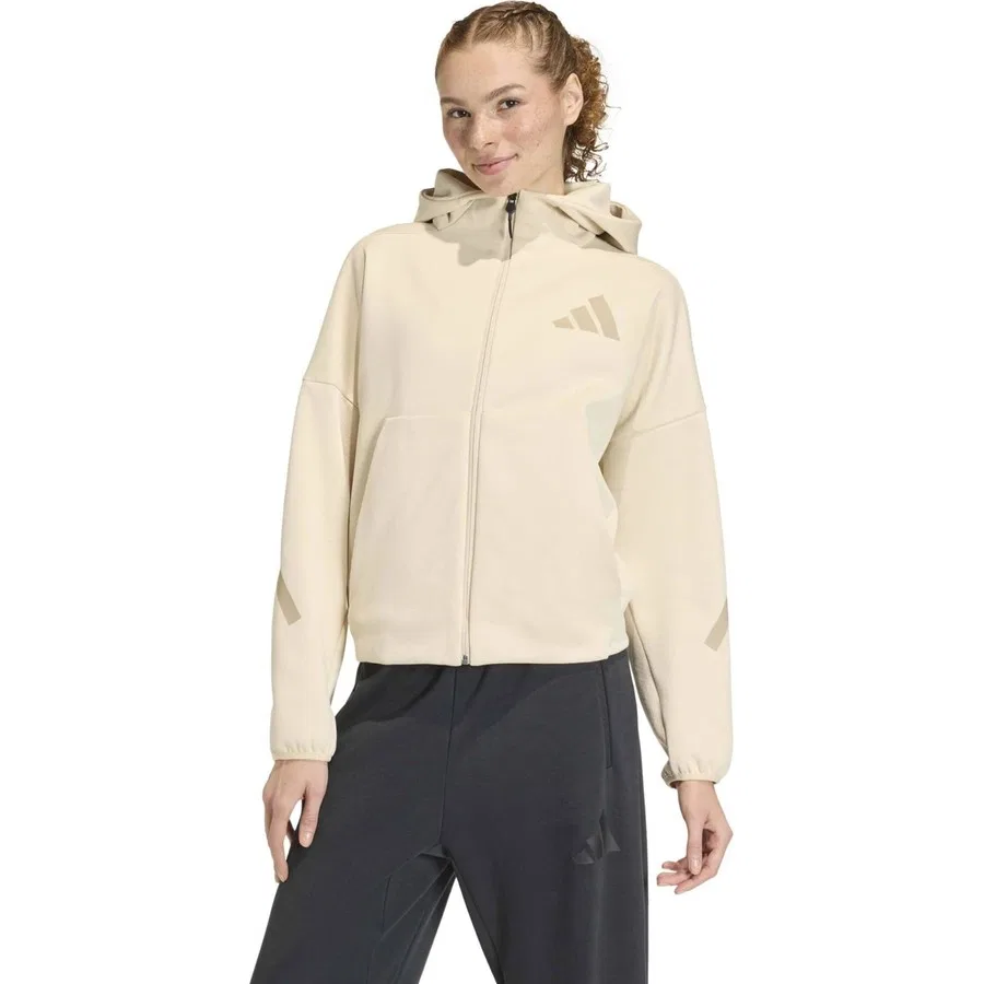 Худи с капюшоном и полной молнией Z.N.E. adidas, Бежевый