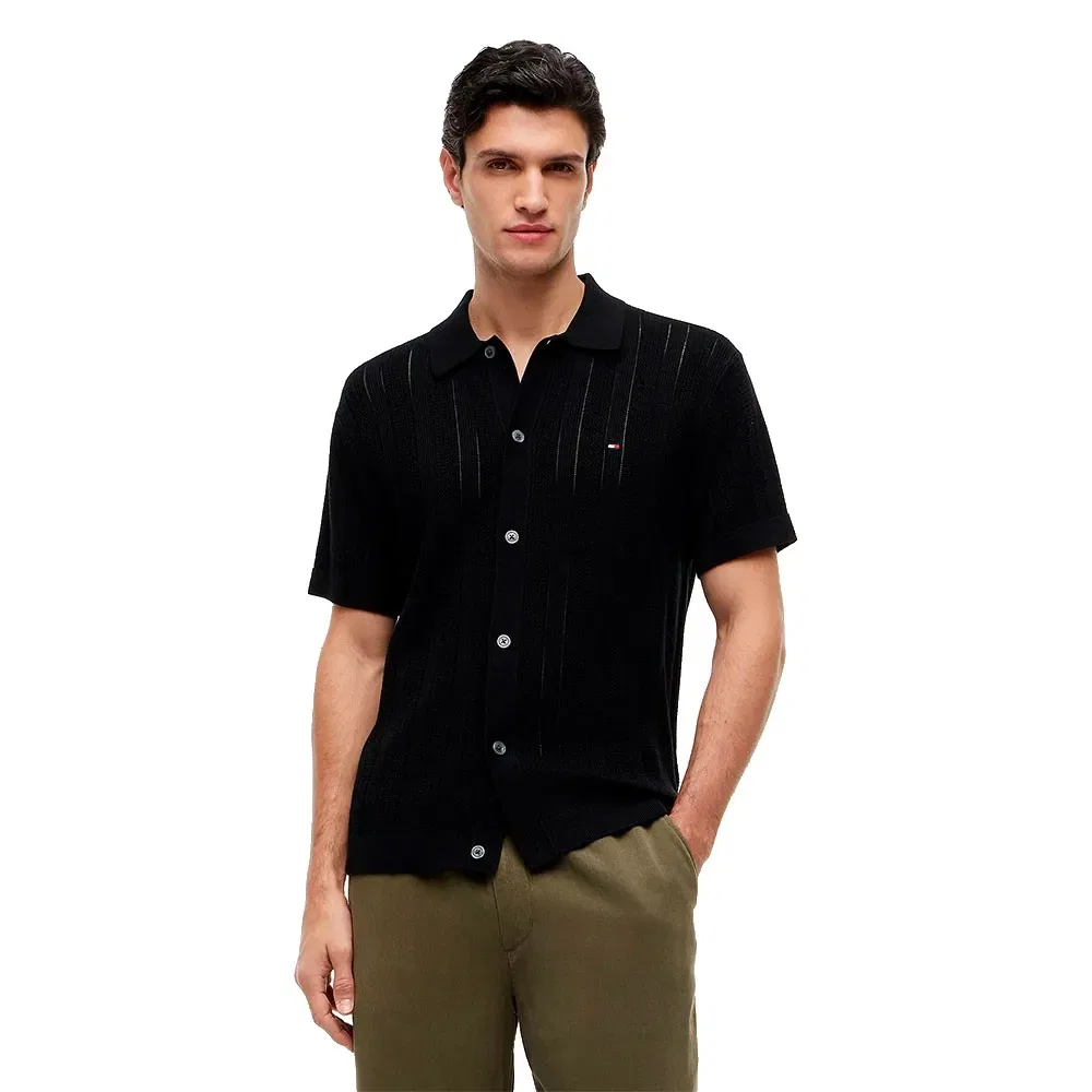 Мужская рубашка с коротким рукавом с принтом Tommy hilfiger, Black