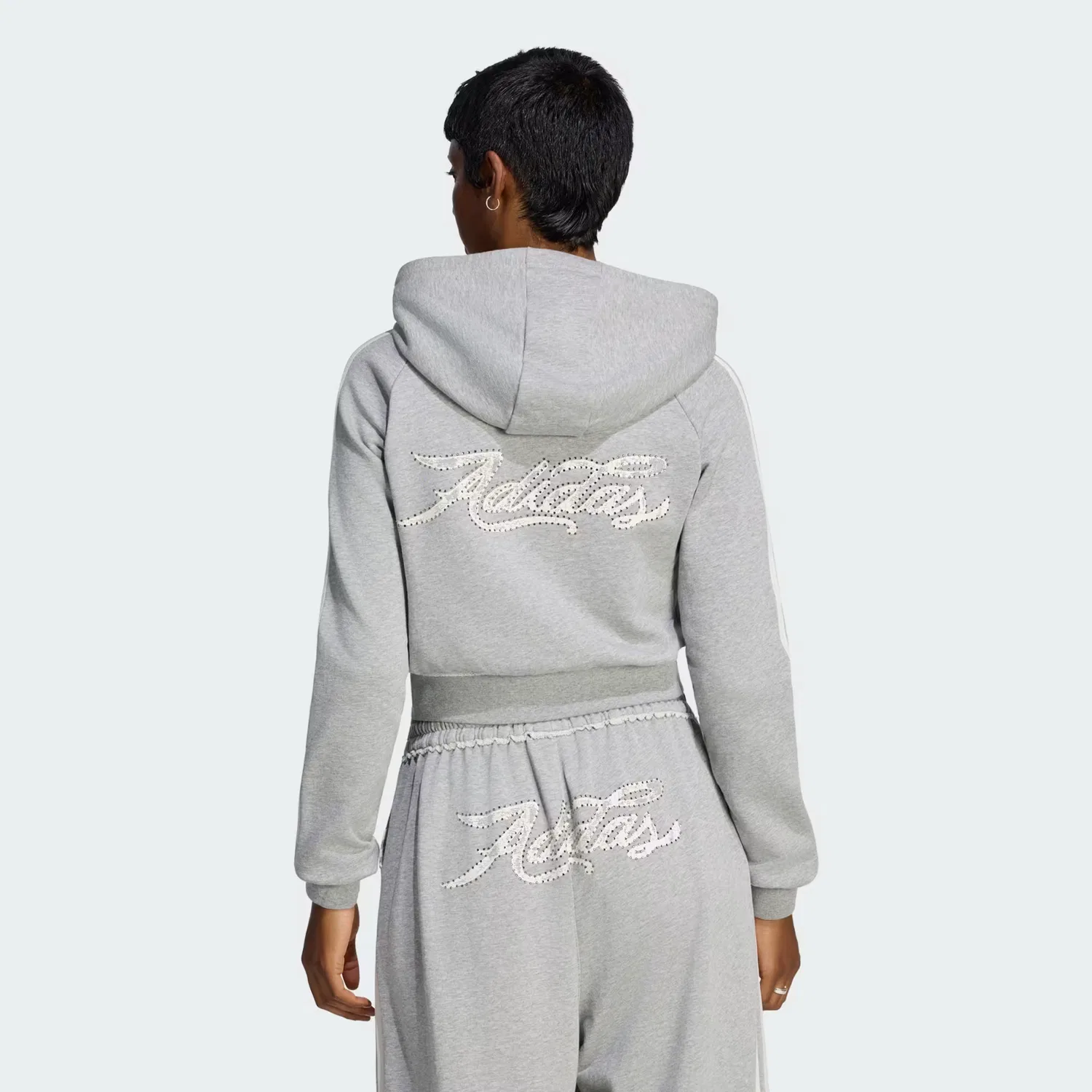 Женская олимпийка с короткой молнией Graphic Adidas Originals, серый меланж