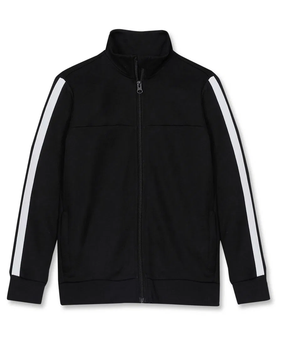 Куртка-ветровка из трикотажа с молнией, модель Husky Tricot Track Jacket Lands' End, Black