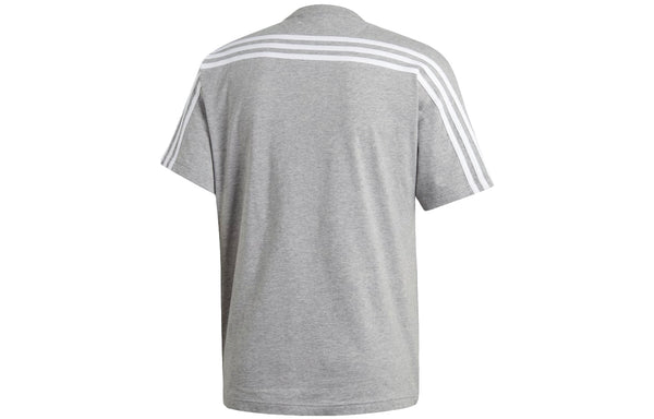 Футболка logo printing stripe causual ventilate male grey Adidas, серый — фото 2