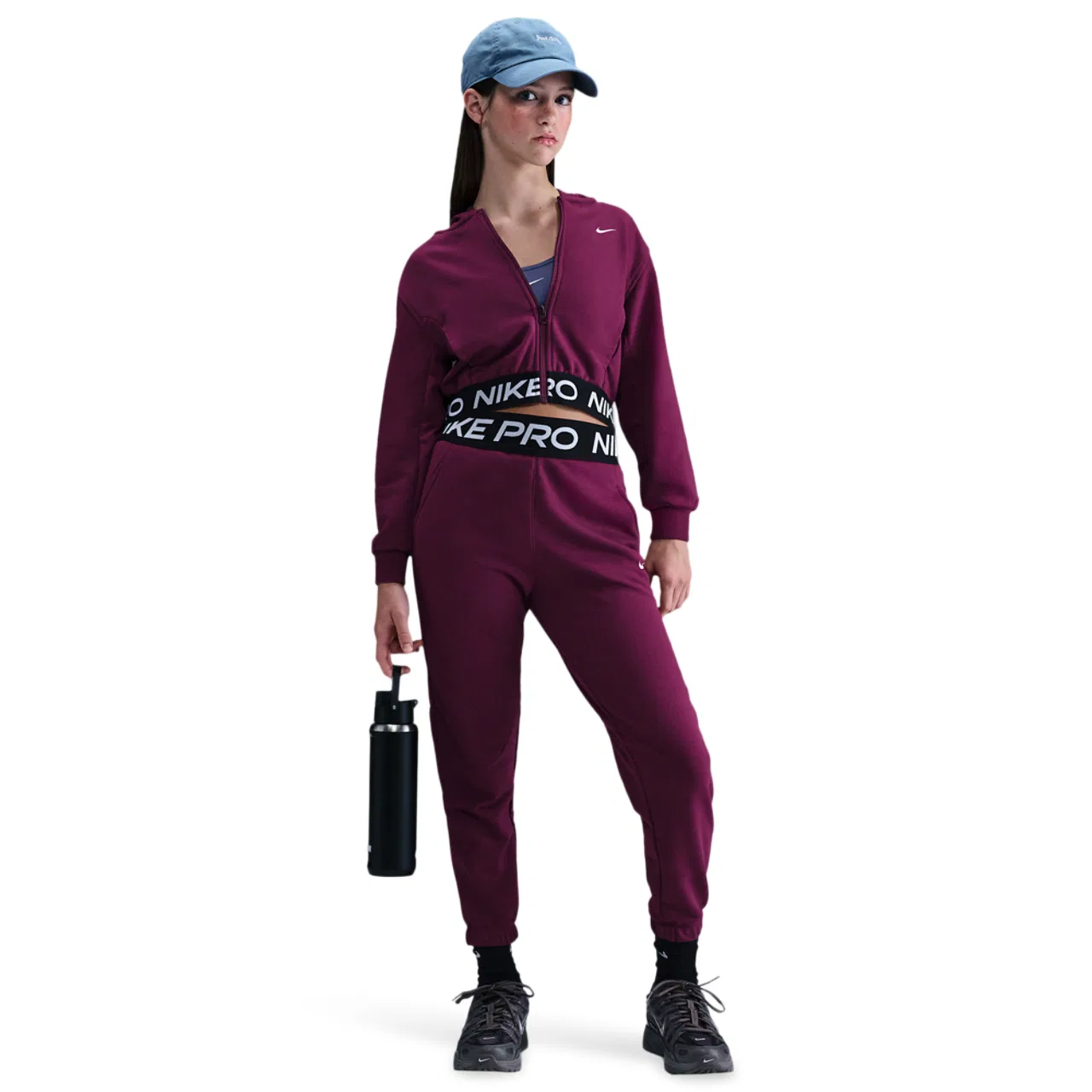 Детское худи на молнии Dri-FIT Full-Zip Fleece Nike, цвет Bordeaux/Black/White — фото 3