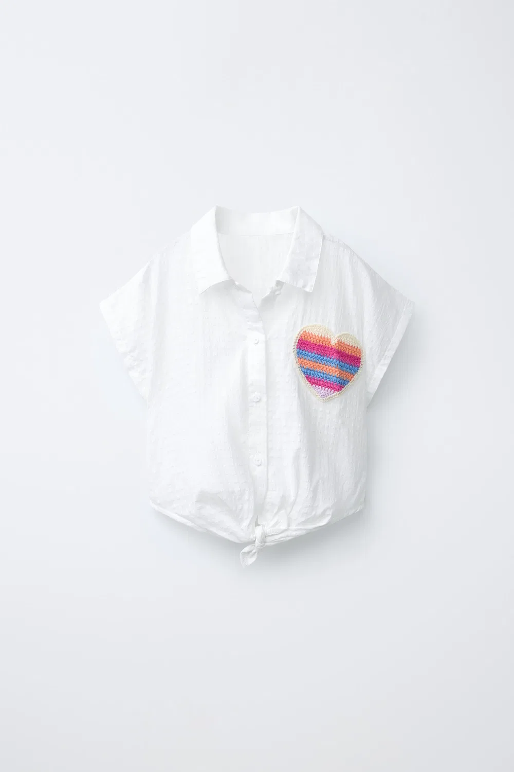 Рубашка с узлом и нашивкой в виде сердца ZARA, Oyster-White