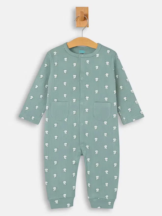 Боди-комбинезон из рубчатого хлопка с шапочкой и слюнявчиком Babies Basic, зеленый — фото 4