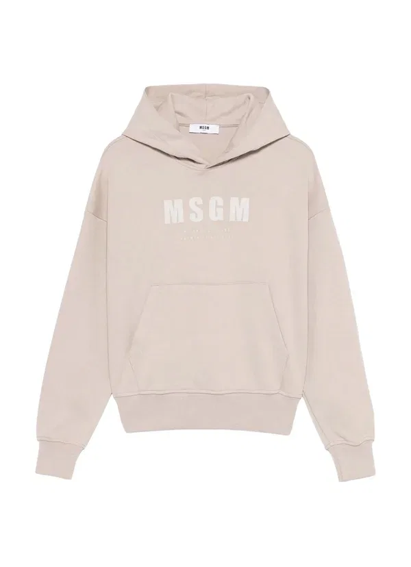 Худи с принтом Felpa cappuccio bambino, Msgm, Beige, бежевый