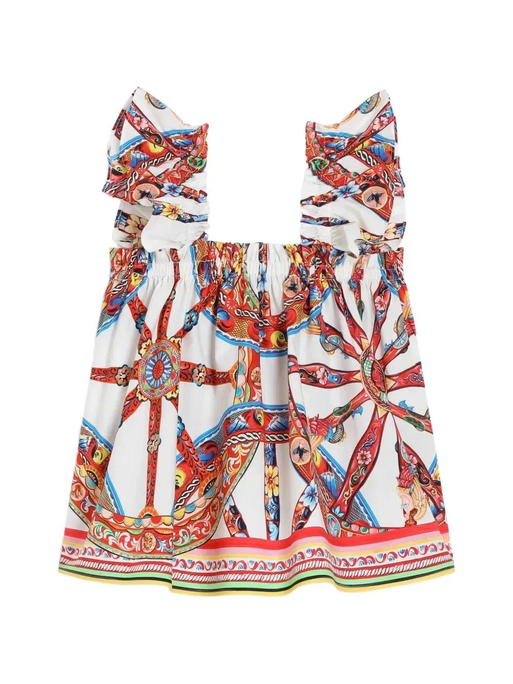 Поплиновый топ с принтом Carretto Dolce & Gabbana Kids, белый