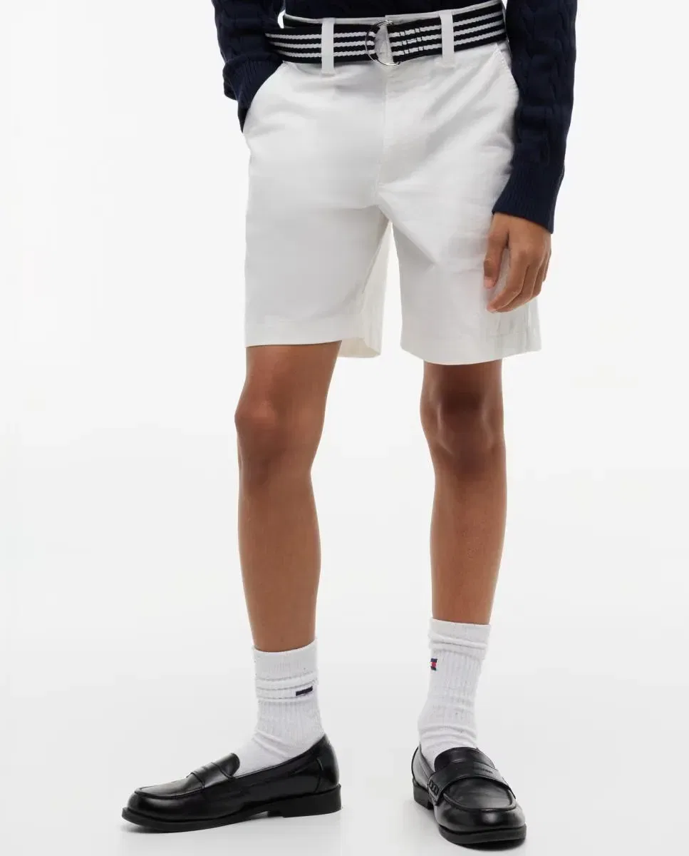 Детские шорты-бермуды для мальчиков с плетеным ремнем Tommy Hilfiger, Blanco — фото 3