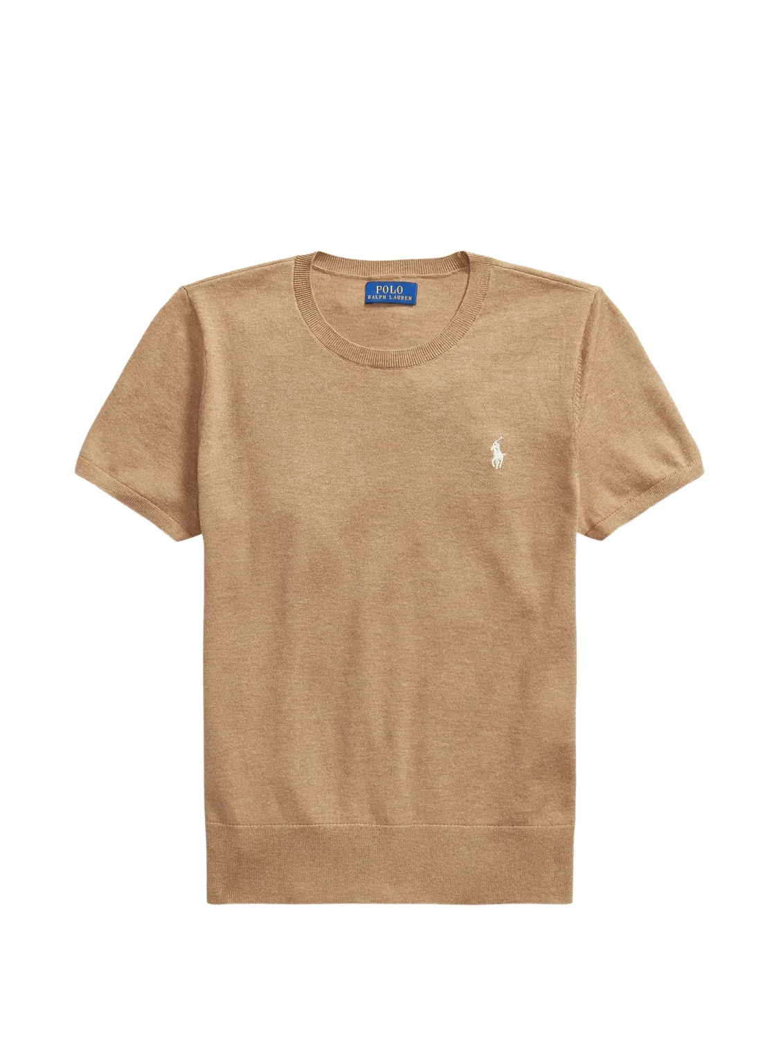 Хлопковый джемпер с короткими рукавами Polo Ralph Lauren, нейтральные