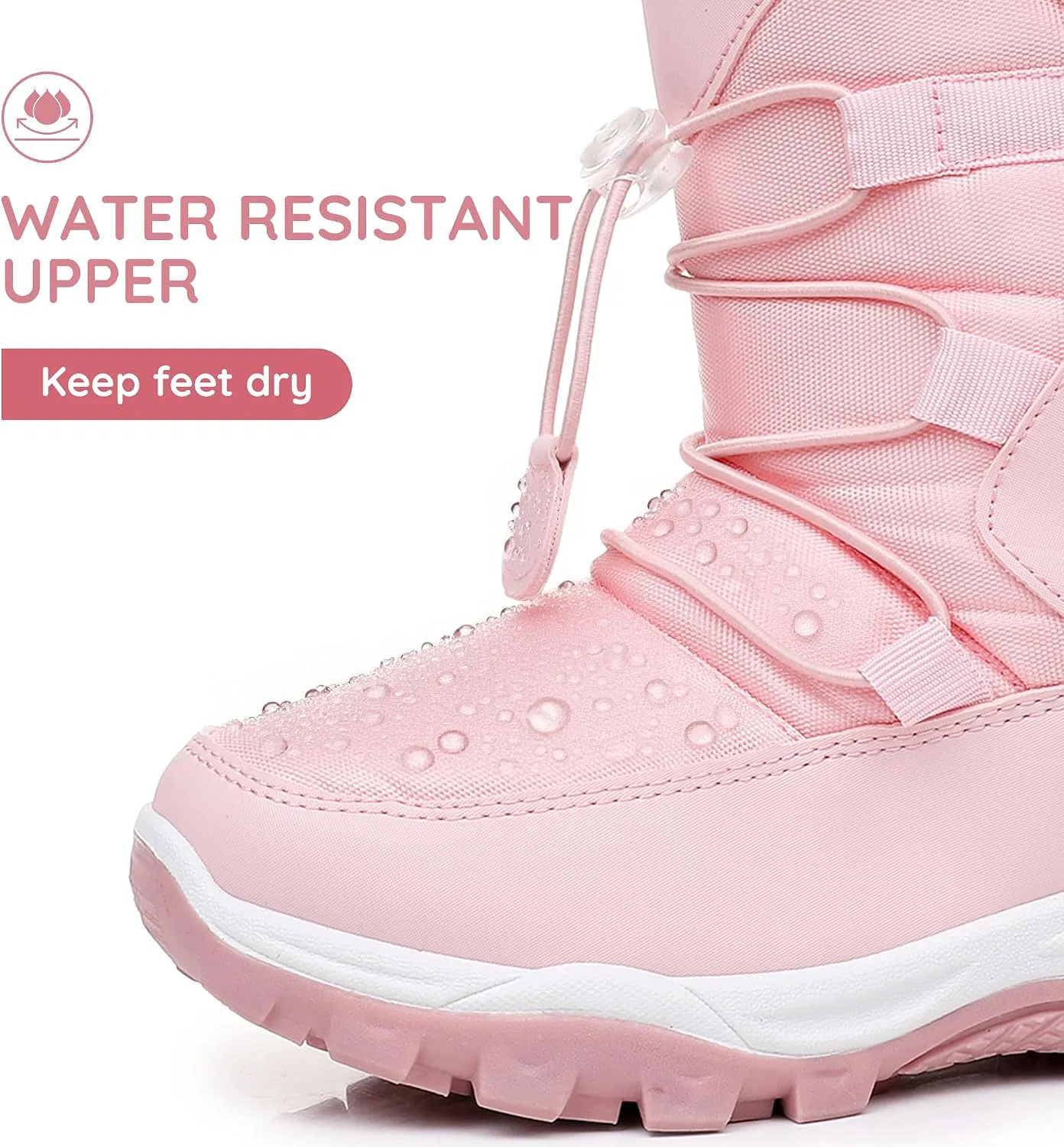 Детские зимние снегозащитные ботинки с боковой молнией Apakowa, Pink — фото 2