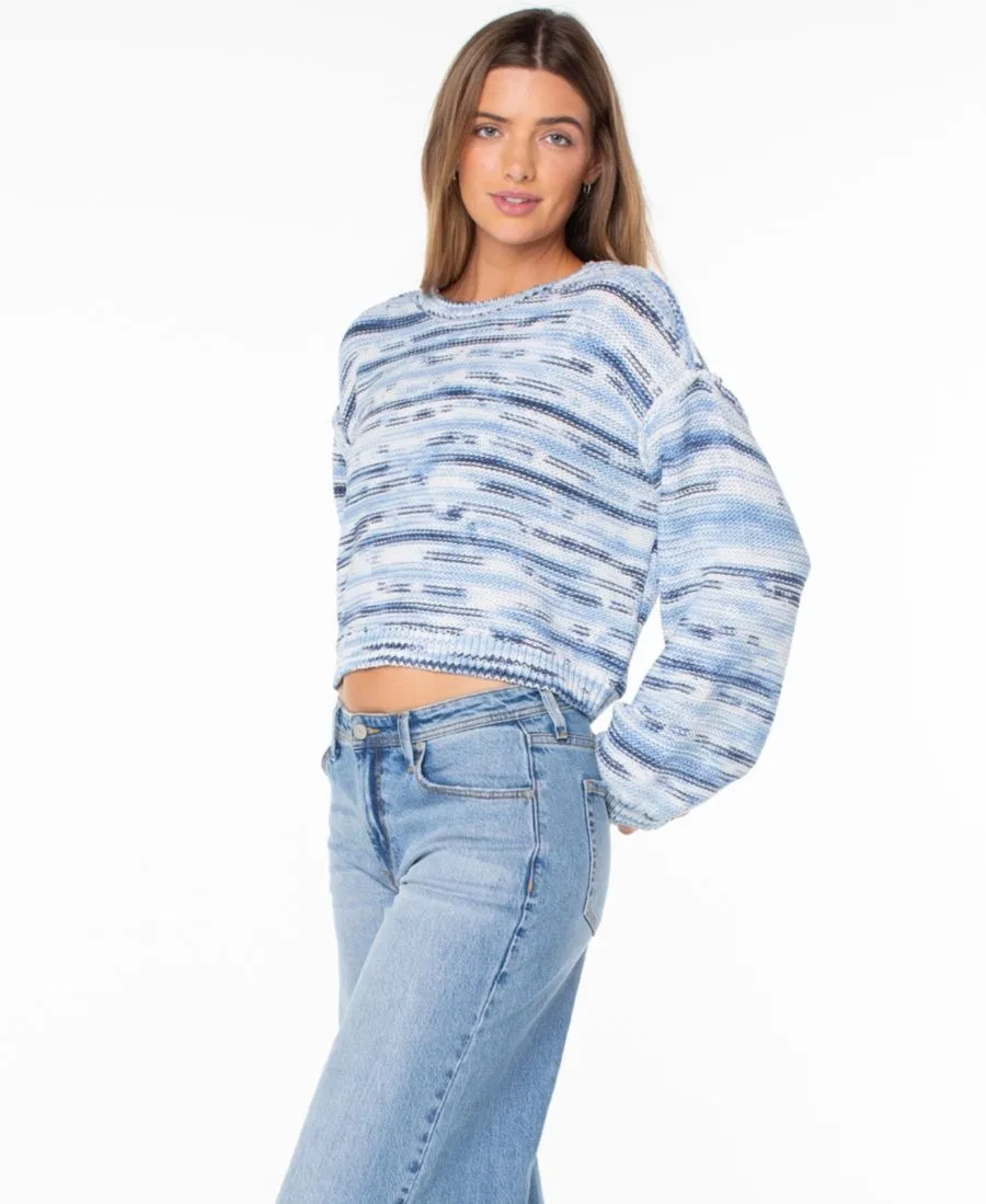 Свитер укороченный женский с полосатым принтом Swell Season Striped Roxy, Dutch Blue