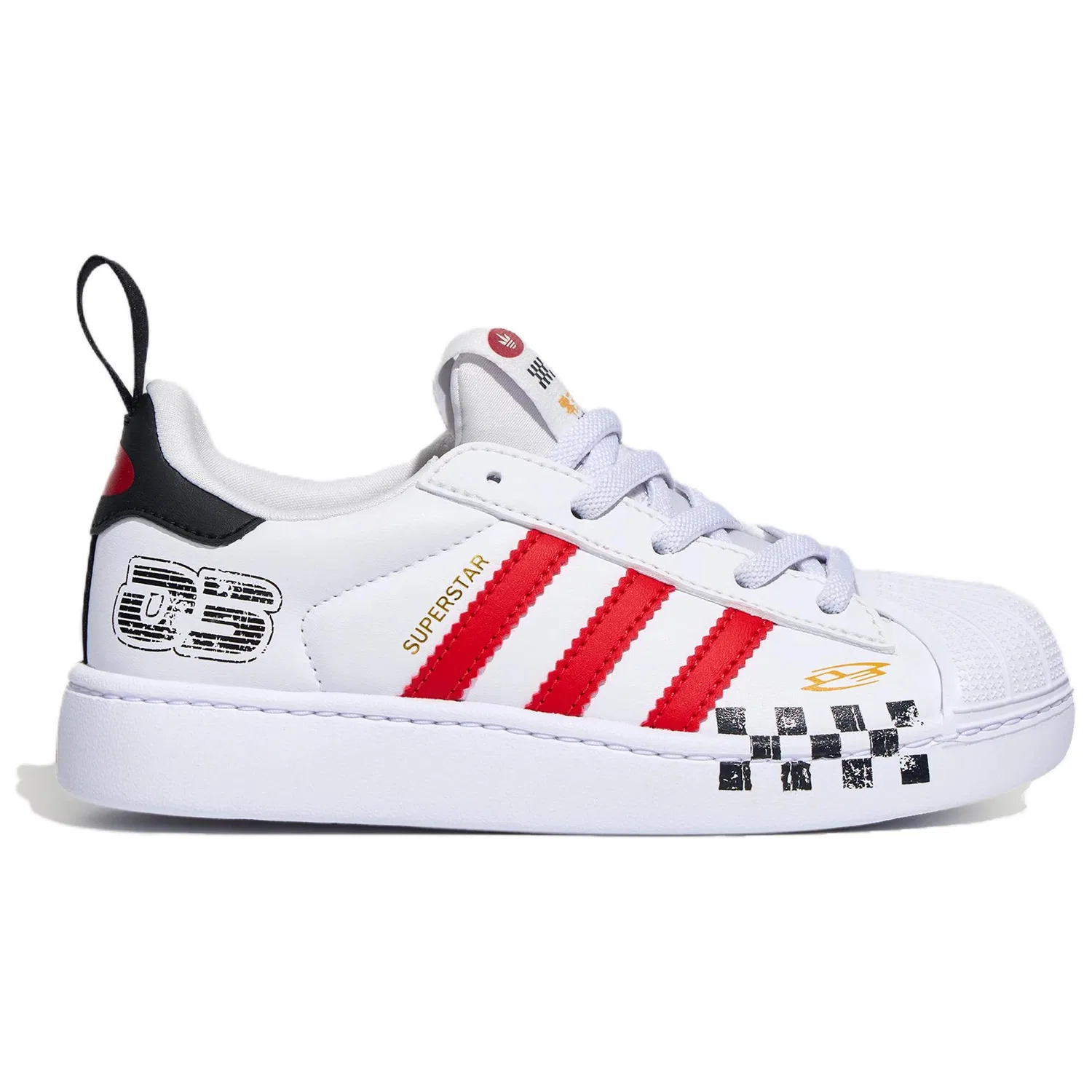 Детские кроссовки для скейтбординга SUPERSTAR Adidas Originals, White Light Scarlet Black — фото 3